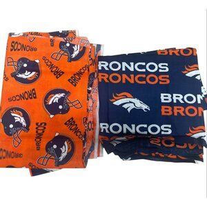 NFL Denver Broncos Fabric Lot Cotton Licensed Blue Orange Quilting Remnants